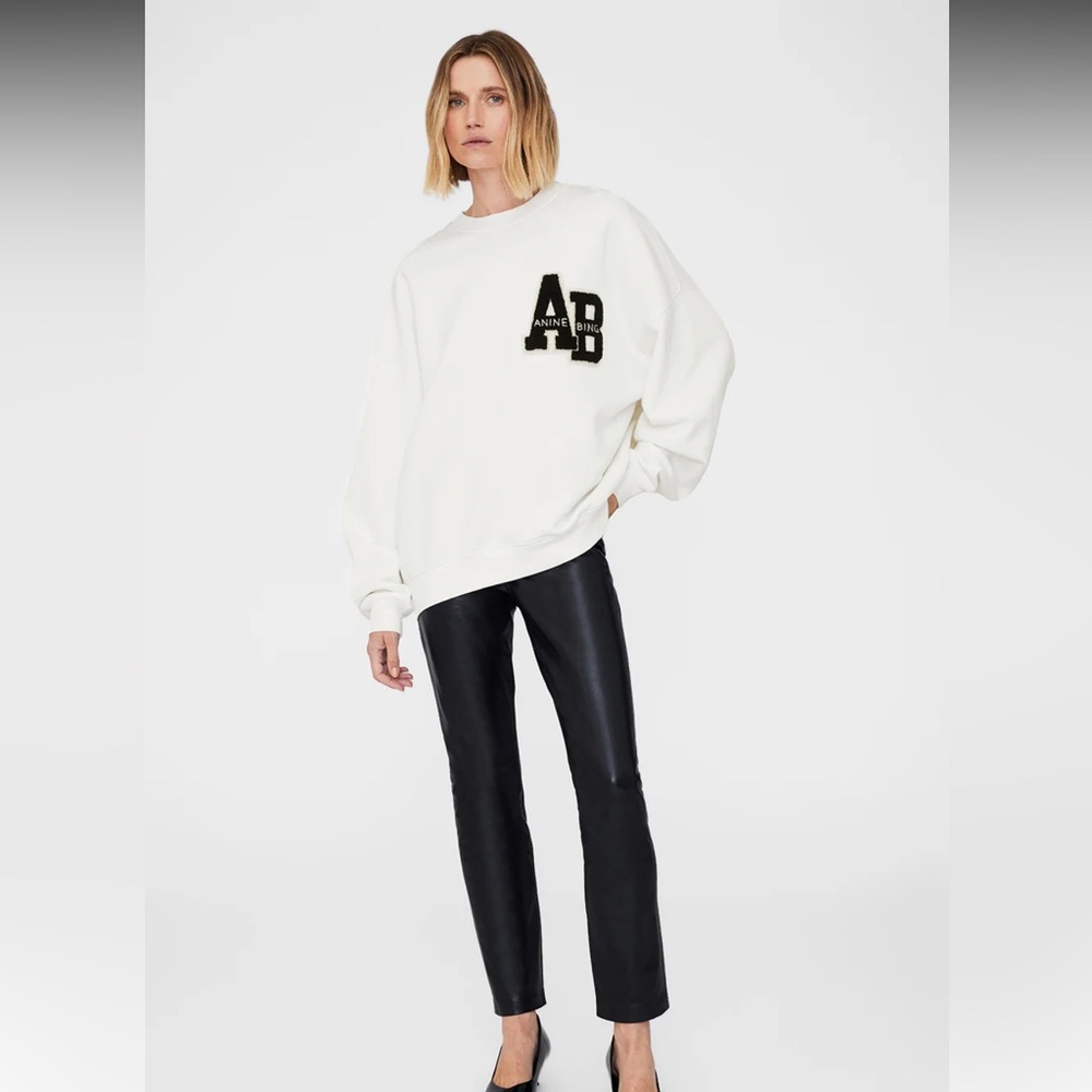 Anine Bing Miles Oversized Sweatshirt Letterman NWT